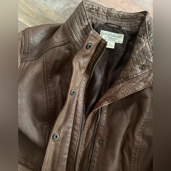 Lucky Brand Brown Lambskin Leather Women's Jacket - Picture 4 of 5